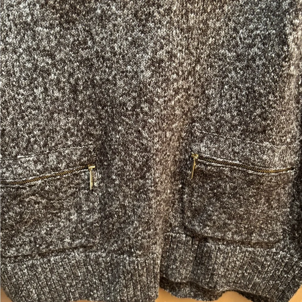 Michael Kors gray marled knit cowl neck pullover sweater with zip pockets Large